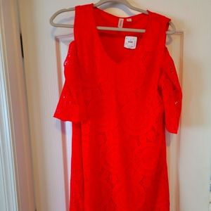 NWT Tacera Bright Coral Lace Short Dress sz M